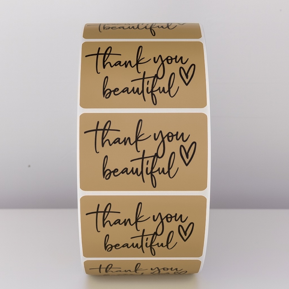 Thank You Beautiful Stickers | Pink Heart Labels for Small Business Packaging